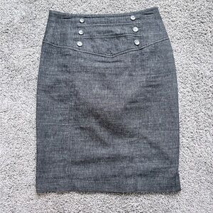 BCX Dark Gray Pencil Skirt with Button Accents